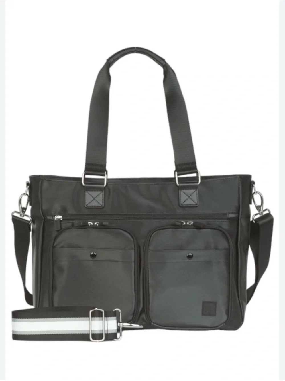 IHKWIP Cargo Catchall Tote with Two Crossbody Straps Metallic Black